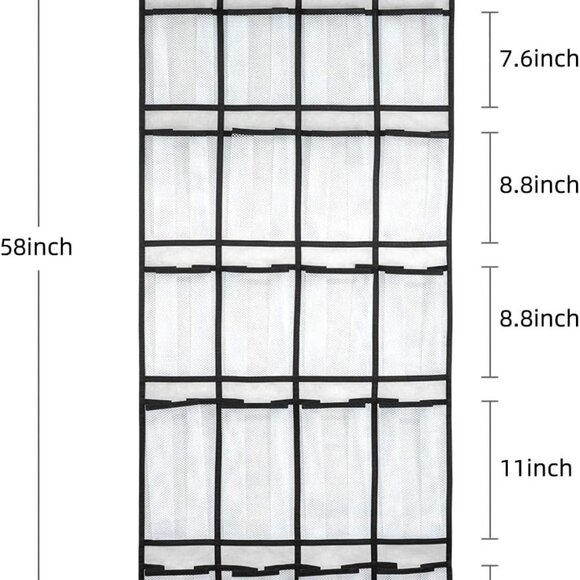 Over The Door Shoe Organizer, Hanging Shoe Organizer with 24 Mesh Large Pockets - Picture 2 of 7